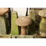 TWO STADDLE STONE BASES, approximate height 86cm