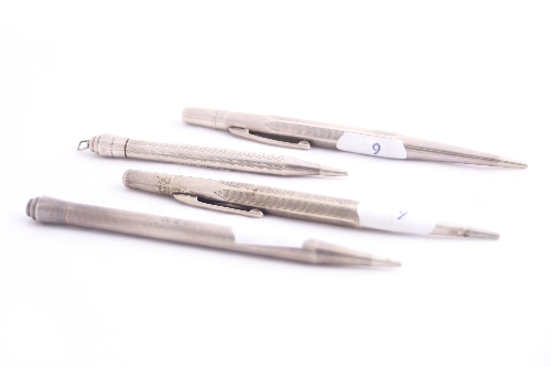 FOUR 'LIFE LONG' STERLING SILVER PROPELLING PENCILS