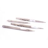 FOUR 'LIFE LONG' STERLING SILVER PROPELLING PENCILS