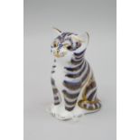 A BOXED ROYAL CROWN DERBY PAPERWEIGHT, 'Grey Kitten'