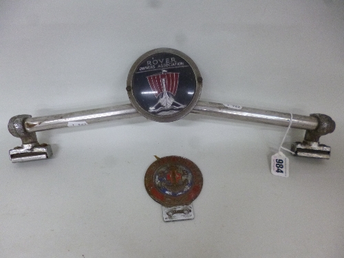 A ROVER CAR BADGE, mounted on bar and a The Boys Brigade badge (2)