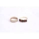 TWO 9CT GOLD RINGS, the first a full band paste eternity ring, together with a five stone gemset