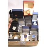 A TRAY OF MIXED WRISTWATCHES, to include commemorative wristwatches and one ladies wristwatch