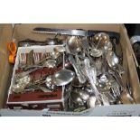 A QUANTITY OF LOOSE AND BOXED CUTLERY, etc