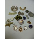 A SELECTION OF FOBS, badges, medals, etc