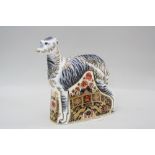 A BOXED LIMITED EDITION ROYAL CROWN DERBY PAPERWEIGHT, 'Lurcher', No.524 of 750, signature pre-