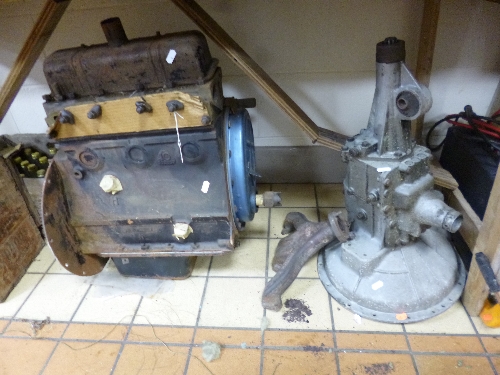 A STANPART ENGINE, gearbox and manifold, stamped 10, 302059 8.7.56