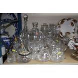 VARIOUS CUT GLASSWARES, to include decanters, champagne flutes etc