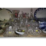 A QUANTITY OF CUT/COLOURED GLASSWARES, to include Stuart Crystal