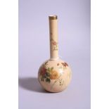 A ROYAL WORCESTER BUD VASE, blush ivory ground and floral decoration Rd.No.68828 and shape No.