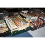 FIVE BOXES OF BOOKS, to include Enid Blyton, Tolkien, 'Charlie Brown', 'Ladybird' books etc