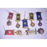 SEVEN MASONIC MEDALS, with brown leather wallets