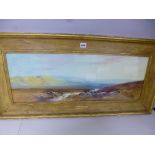 J SHAPLAND, Moor landscape, watercolour, signed lower right, approximately 28.5cm x 79cm