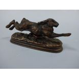 ARTHUR MARIE GABRIEL COMTE DU PASSAGE, (1838-1909), bronze hare running sculpture, 'Lievre Courant',