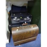 A MAPPIN & WEBB BLACK VANITY CASE, with chrome fitment, protective cover and initialled BMB, a