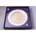 A SILVER COMMEMORATIVE LIMITED EDITION PLATE, 'Coronation of Elizabeth II', The College of Arms,