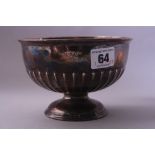 A CIRCULAR SILVER FOOTED BOWL, with half reeded decoration, Sheffield 1909, Walker and Hall,