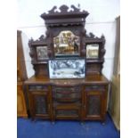 AN EDWARDIAN MIRROR BACK SIDEBOARD, approximate size width 150cm x depth 56cm x height 221cm (sd)