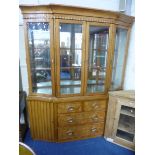 A LARGE MODERN GLAZED DISPLAY CABINET, with drawers and cupboards below, approximate size width
