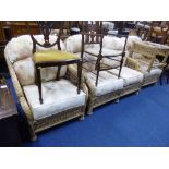A FOUR PIECE CONSERVATORY SUITE, comprising two seater settee, two armchairs and a coffee table