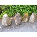 FOUR STADDLE STONE BASES