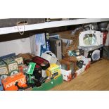 A LARGE QUANTITY OF SUNDRIES, to include tins, teasmaid, photographic items, two rolls of bubble