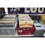 SIX BOXES OF LP'S, and two cases of singles, artists include The Beatles, Hawkwind, Frank Sinatra