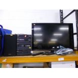 A JVC 32' LCD TV, and a Panasonic hi-fi with two speakers (two remotes) (2)