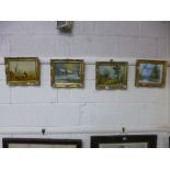 FOUR CONTEMPORARY COUNTRY LANDSCAPES, oil on canvas, approximately 19cm x 24cm (4)
