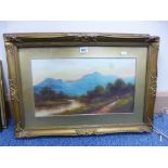 TWO GILT FRAMED LANDSCAPE WATERCOLOURS, approximately 25cm x 45cm (2)