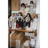 A COLLECTION OF PORCELAIN COLLECTORS DOLLS, to include a pair of Waltershausen, Germany dolls, a