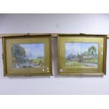 VERNON EDMUNDS, Yardley Fields, Warwickshire and The Arun, Sussex, watercolours, approximately