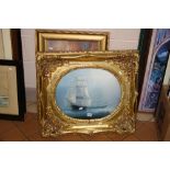 FOUR PRINTS, to include Clipper Ship in ornate gilt frame, Tea Clippers, Arab on horseback etc (4)