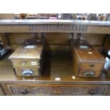 TWO WOODEN SHOP TILLS (one with key)