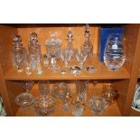 VARIOUS CUT GLASS DECANTERS, VASES, JUGS, PAPERWEIGHTS, etc, to include boxed Gleneagles Crystal