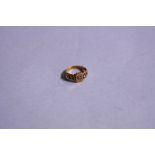 AN 18CT KEEPER RING SET, with a single diamond, ring size N, approximate weight 5.2 grams, (boxed)