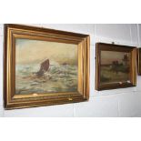 F. ALLEN, a pair of marine studies, fishermen at sea, oil on canvas signed lower right, each