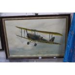 J W MITCHELL, Tiger Moth and Pilot, signed and dated 80 lower left, oil on canvas, approximately