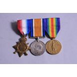 A 1914-15 STAR TRIO OF MEDALS, correctly named to 4110 Pte S. Morris, Leicestershire Regt, mounted