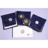 A GOLD COIN LOT OF FIVE COINS, to include quarter oz Gold Maple 2010, 1/20oz Maple 2000, Quarter