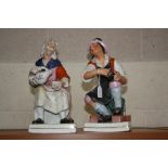 A PAIR OF STAFFORDSHIRE FIGURES, Cobbler and Wife, height approximately 33cm (2)