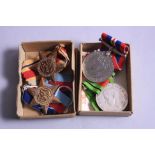 BOXED WWII GROUP OF MEDALS, in box of issue with slip consisting of 1939-45, Africa Stars, Defence