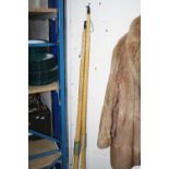 TWO LONGBOWS, stamped Meriden Pritchard, lengths approximately 175cm and 165cm (with canvas bag) (