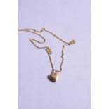 AN 18CT HEART SHAPED PENDANT, approximate length 39cm, approximate weight 3.6 grams