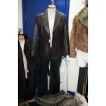 VARIOUS LEATHER TROUSER SUITS, and other clothes (mainly size 8/10)