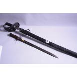 A VICTORIAN BELIEVED BRITISH OFFICERS SWORD AND SCABBARD, black, marks to hilt, WWI era S.M.L.E.