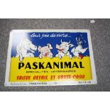 AN ENAMELLED VETERINARY ADVERTISING SIGN, 'Paskanimal Specialities Veterinaires', approximately 41.