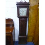 A GEORGIAN OAK CASED LONGCASE CLOCK, 30 hour movement, square painted face unmarked, approximate