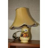 AN ORCHARD GOLD PATTERN TABLE LAMP, with shade