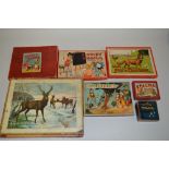 A QUANTITY OF BOXED VINTAGE GAMES AND PUZZLES, to include Chad Valley 'Kiddies School', '